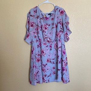 As You Wish Gray and Pink floral Dress